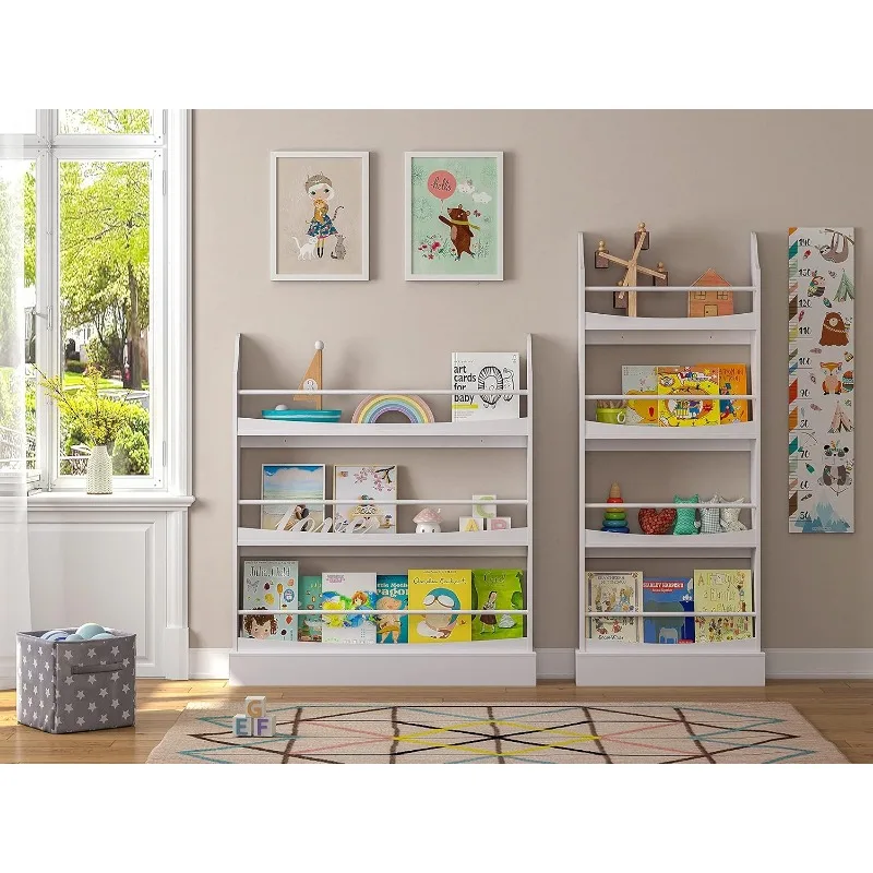 Utex Kinderboekenplank, 3 Lagen Boekenplank En Opslag Voor Kinderkamers, Kinderen Boekenkast Rek Muur Voor Slaapkamer, Studeerkamer, Wit