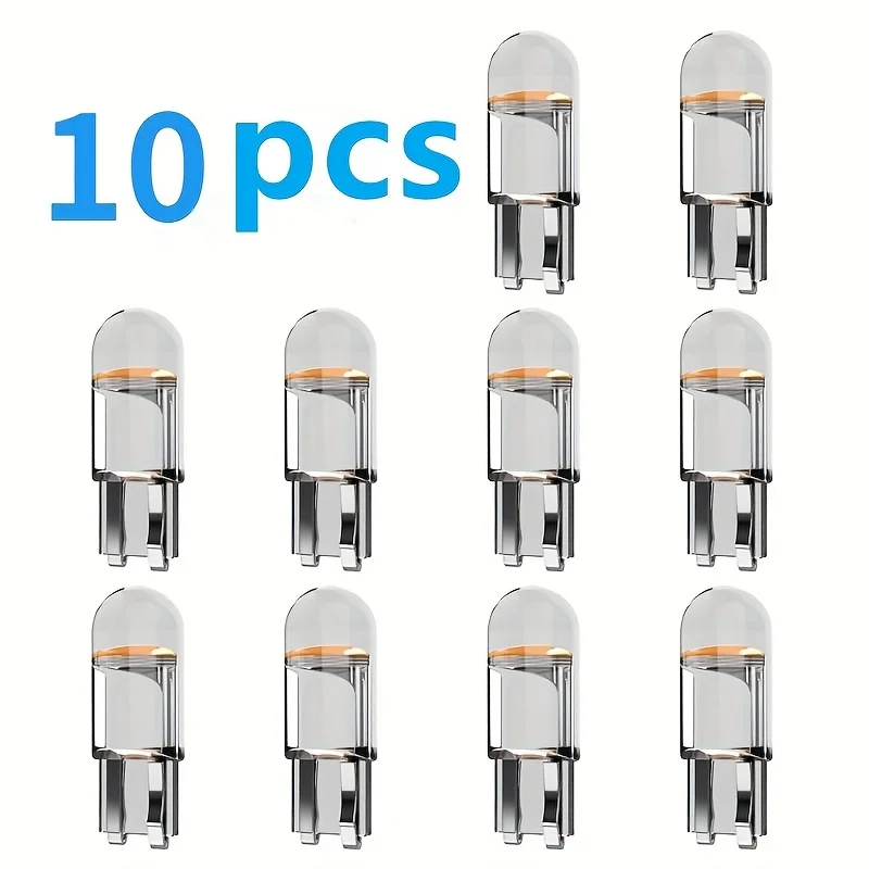 10pcs New W5W T10 LED Car Interior Light Bulb 12V Acrylic 6000K Wedge-shaped Dome Indicator Light Reading Bulb - Multi-purpose