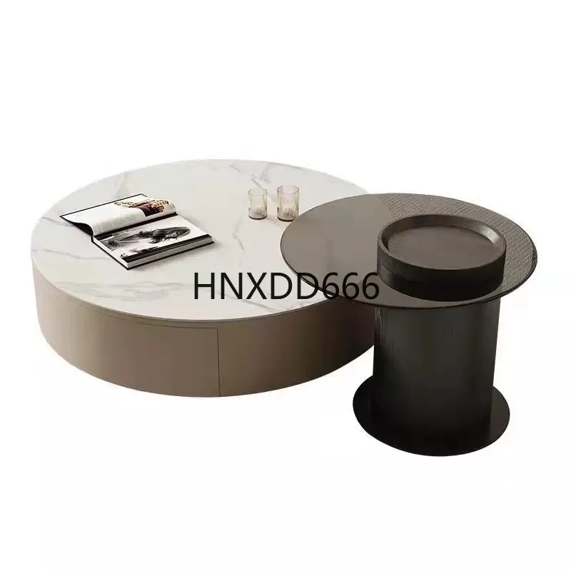 

Round rock slab coffee table TV cabinet combination living room household
