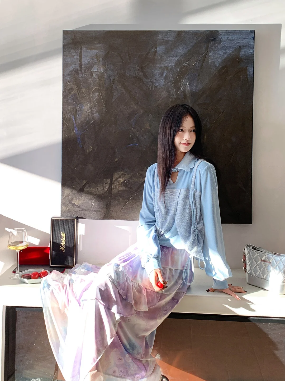 

Вязаный свитер Kulla Liangpin с бархатными вставками в стиле пэчворк, ранневесенний, корейский дизайн, очень красивый, мягкий, женский топ