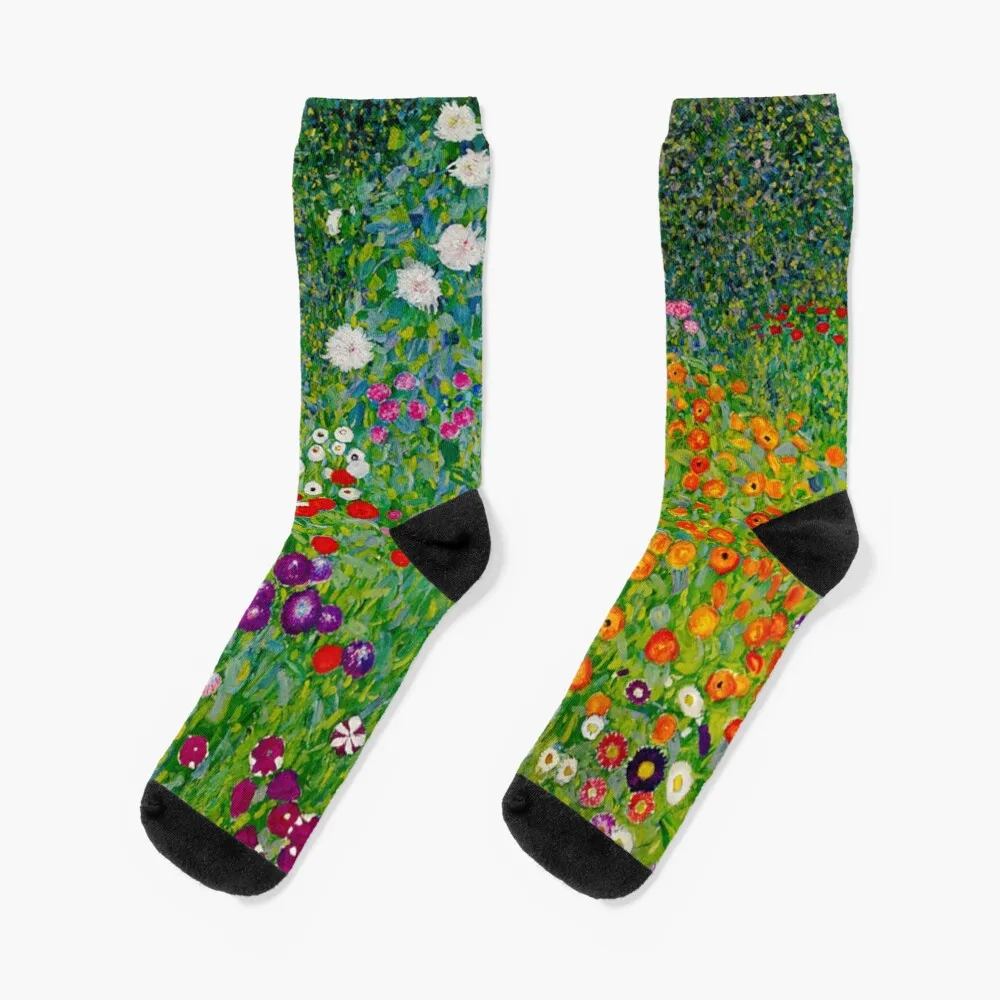 Flower Garden/ Blumengarten - Gustav Klimt Art Nouveau Floral Socks luxe FASHION christmas stocking Socks For Women Men's