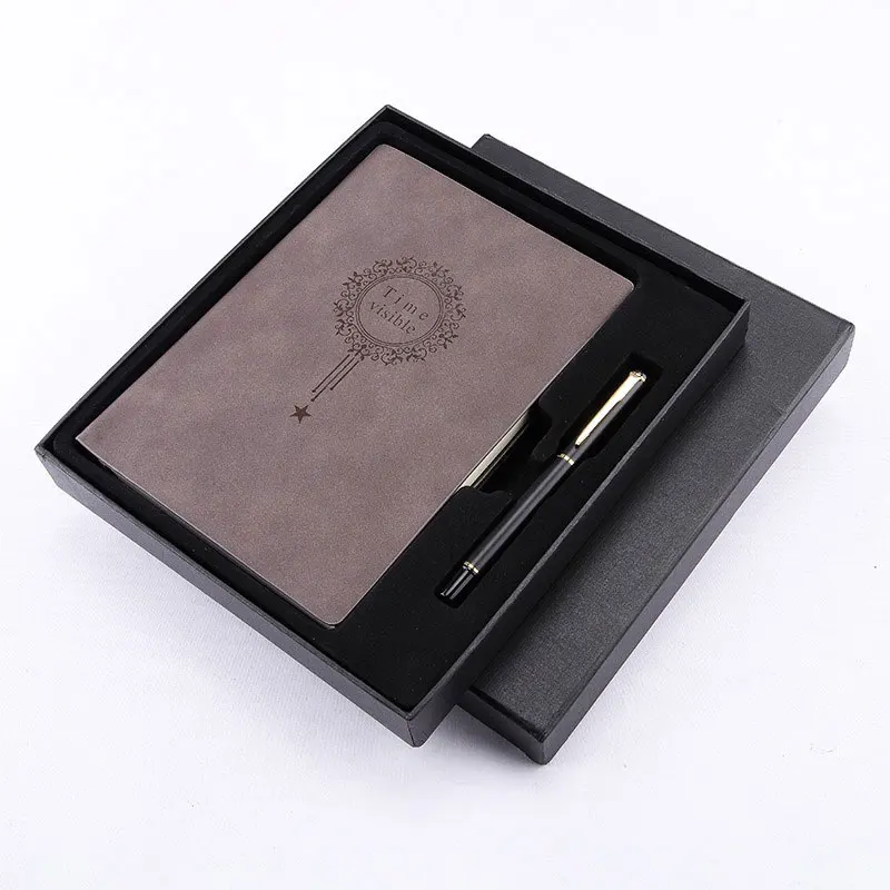 2025customized.Soft PU Leather Notebook and Pen Business Meeting Record Exhibitions Souvenir with Custom Service Sets