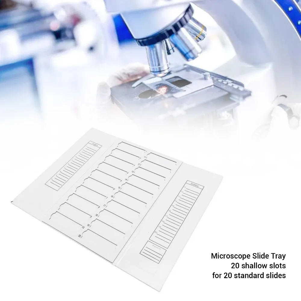 20/30 Places Paper Material Microscope Slide Box Foldable 20/30 Slides Capacity Specimen Slide Holder White Flat Plate Shape