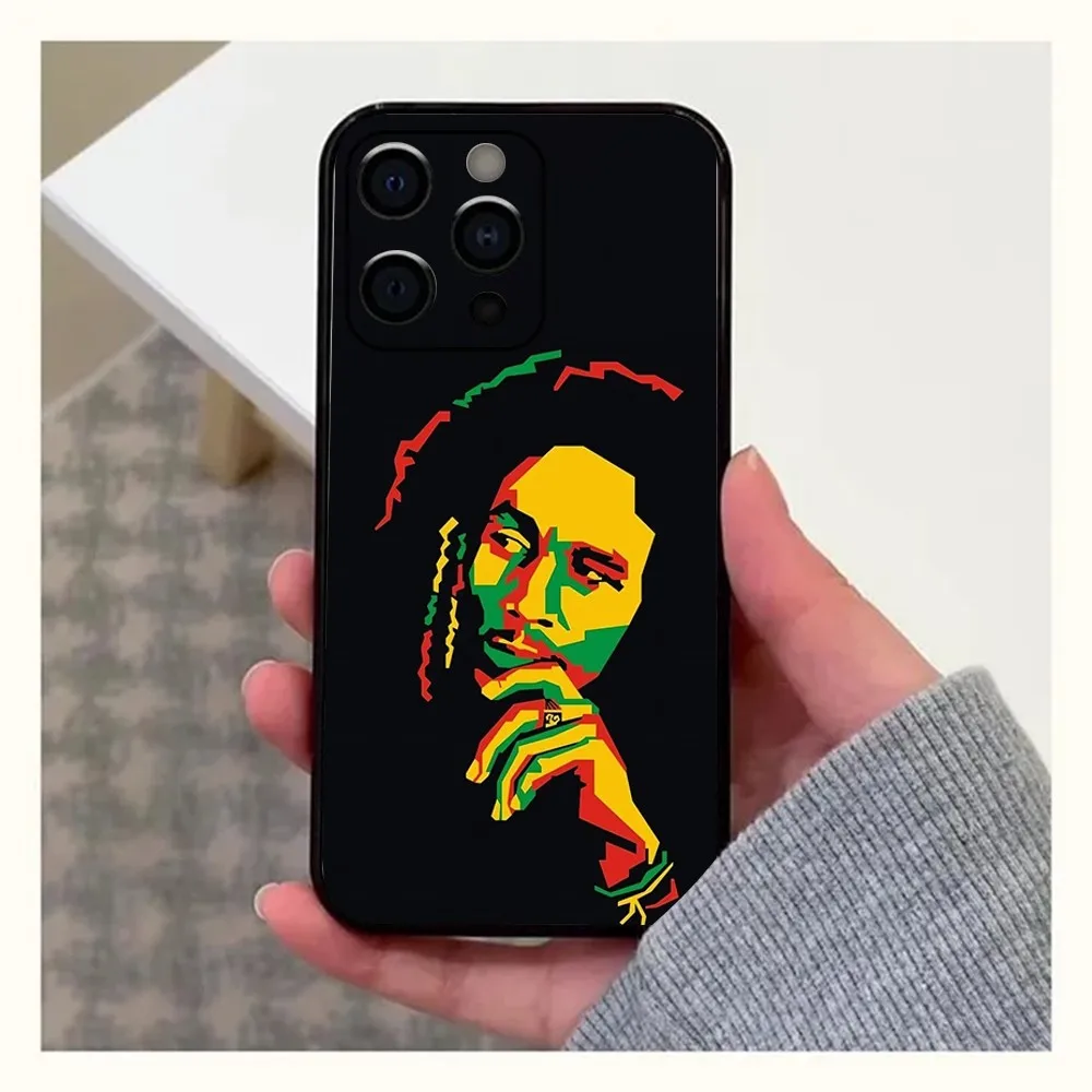 B-Bob M-Marley Rasta Lion Phone Case For Apple iPhone 15,14,13,12,11,Pro,X,XS,Max,XR,Plus,Mini Soft Black Cover