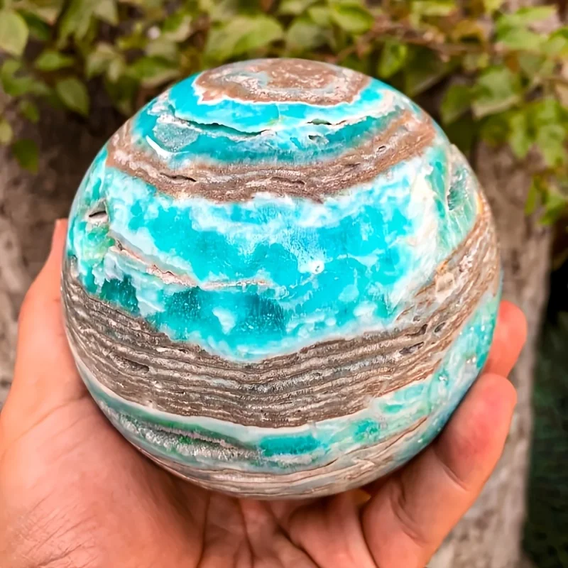 

1pc Caribbean Crystal Ball, Featuring Turquoise, White, and Earthy Brown Marble Veins, Ideal for Home Decor, Easter, Valentine's