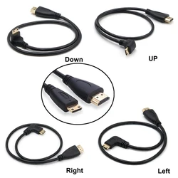 0.5M 90도 위 아래 오른쪽 왼쪽 각도 미니 HDMI 호환 HDTV 남성 케이블 minihdmi V1.4 DSLR 비디오 카메라 LCD 모니터