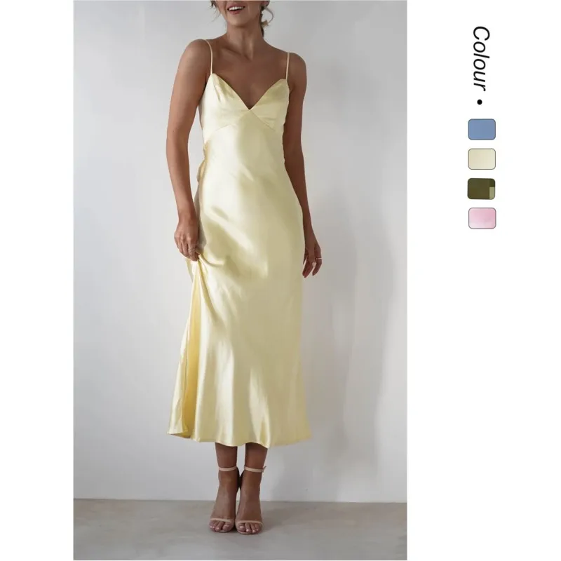 

Sexy Backless V Neck Long Dress Women Summer Fashion Elegant Solid Color Backless Lace Up Off-Shoulder Dresses Party Vestidos