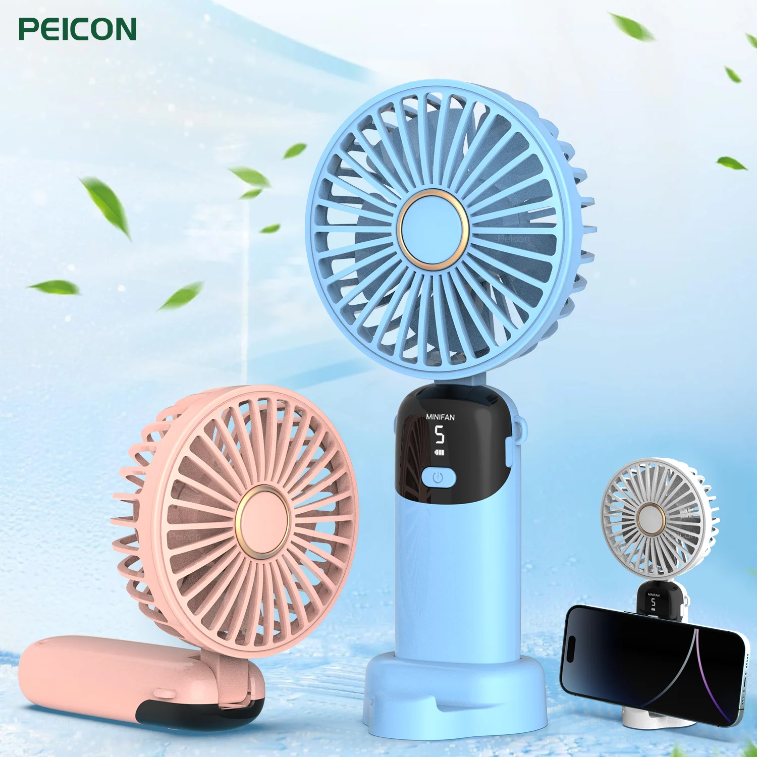 Portable Handheld Electric Fan Mini Rechargeable Usb Fan Foldable Small Ourdoor Personal Fan Powerful with Digital Display