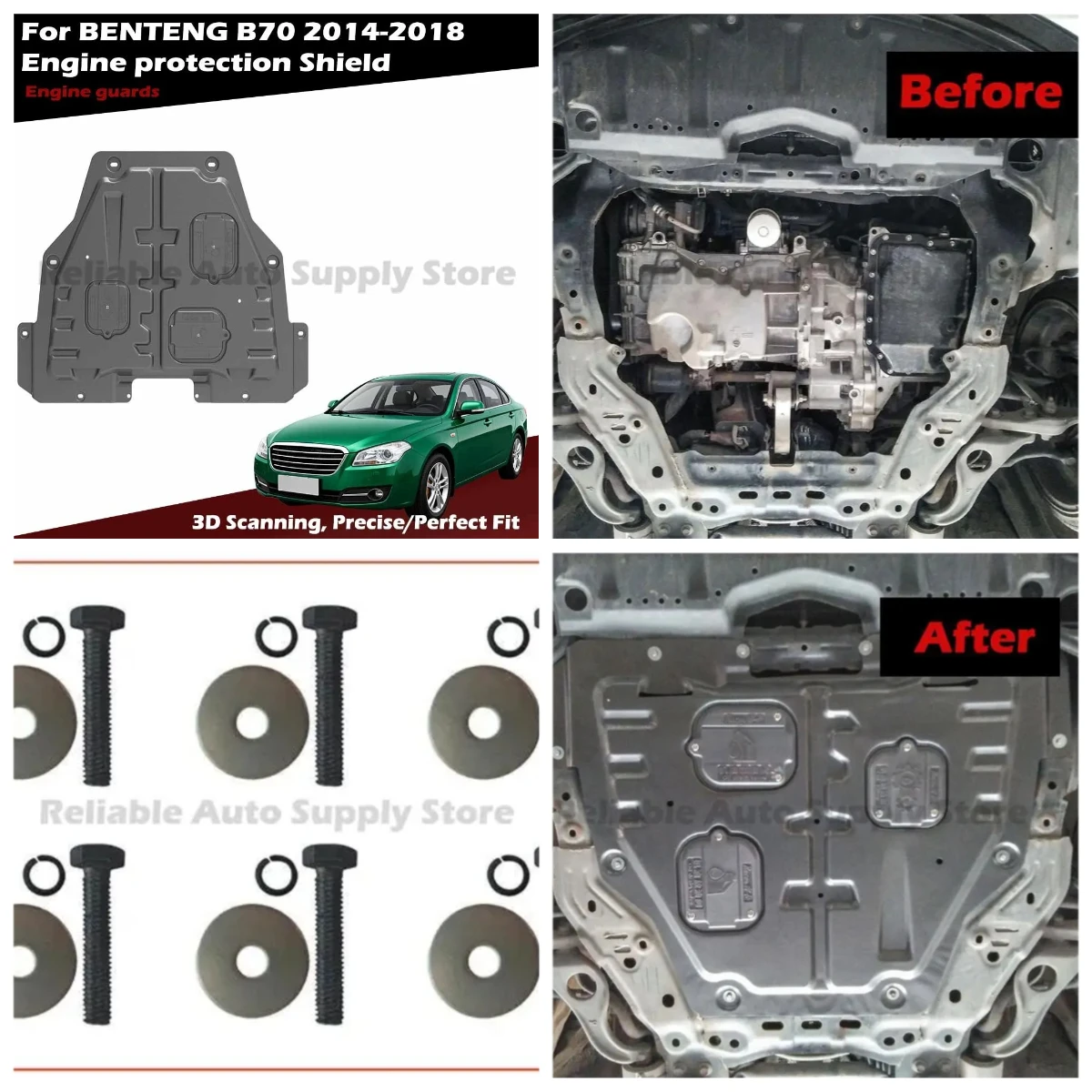 

Heavy Duty Car Engine Guard Skid Plate Underbody Protection Cover for Truck Pickup SUV Vehicles for BESTUNE B70 2014-2018