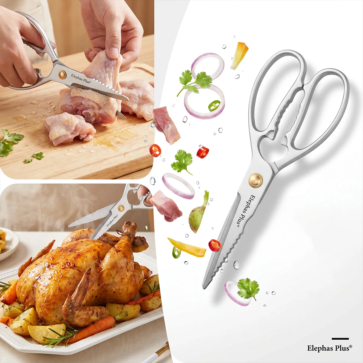 High Quality Multifunctional Kitchen Scissors Chicken Bone Scissors Fish Scale Scraper Bottle Opener Walnut Clip Kitchen Knife