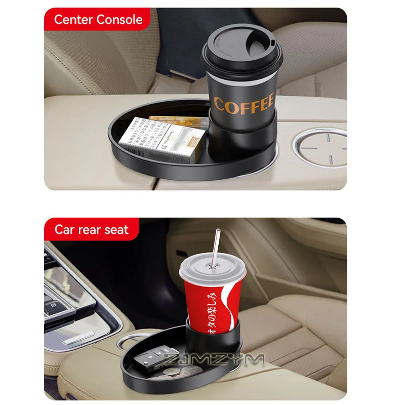 Multifunctional Car Cup Holder Expander with Storage Tray Car Drink Cup Slot Organizer for Phones Snacks Coffee Water Bottles