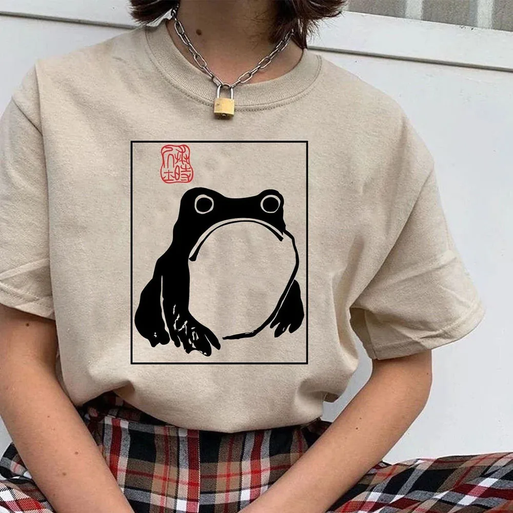 Summer New Arrival Unimpressed Frog Printing Unisex Aesthetic Tshirt Japanese Harajuku Style Vintage Tees Men Women Grumpy Tops