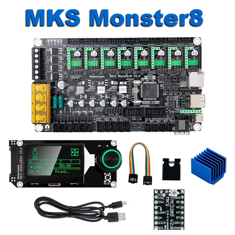 

MKS Monster8 V2 32-битная плата управления TMC2209 для деталей 3D-принтера Voron VS Spider Octopus