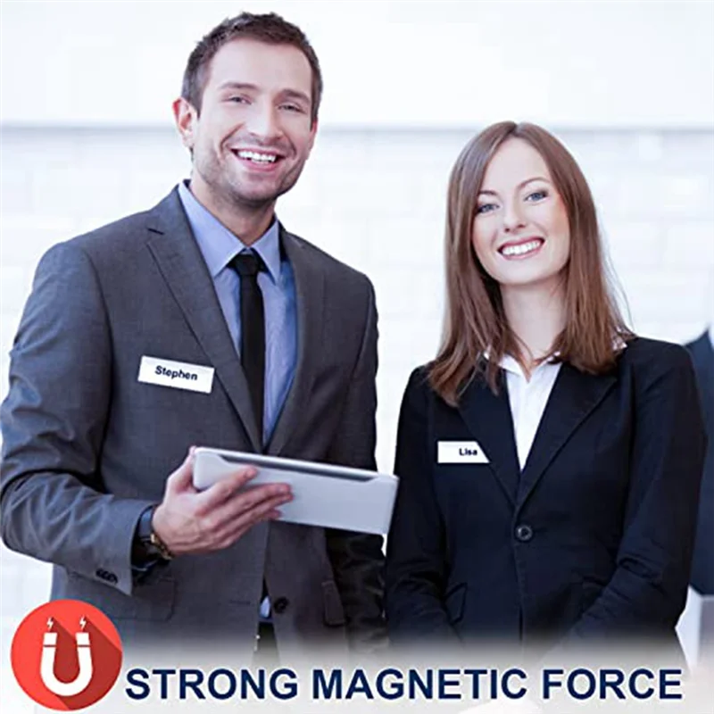 مجموعة علامات الأسماء المغناطيسية حاملات الشارات المغناطيسية + 3 مغناطيس قوي، مجموعة شارة اسم العمل/المعرف مكونة من 10 قطع