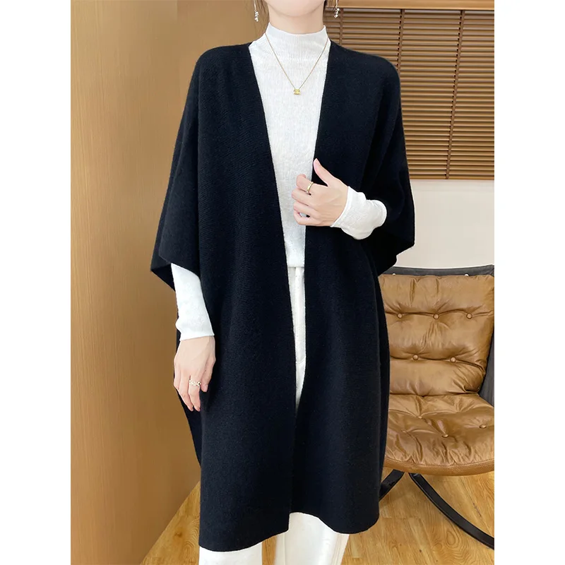 Women Long Cardigans 100% Wool Shawl 2024 Autunmn/Winter Cashmere Loose Sweaters Women Ladies Jumpers Warm Clothing