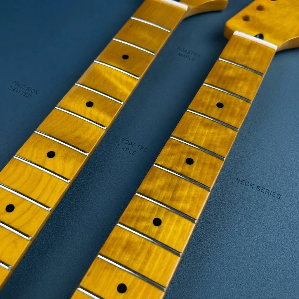 Standard Radius Light Yellow Glossy 22 Frets ST Electric Neck, Bright Fingerboard, Truss Rod, 648mm Scale, 56mm Heel Part