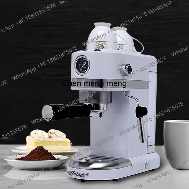 

Coffe espresso machine, steam-pumped coffee machine operated with pressure gauge button
