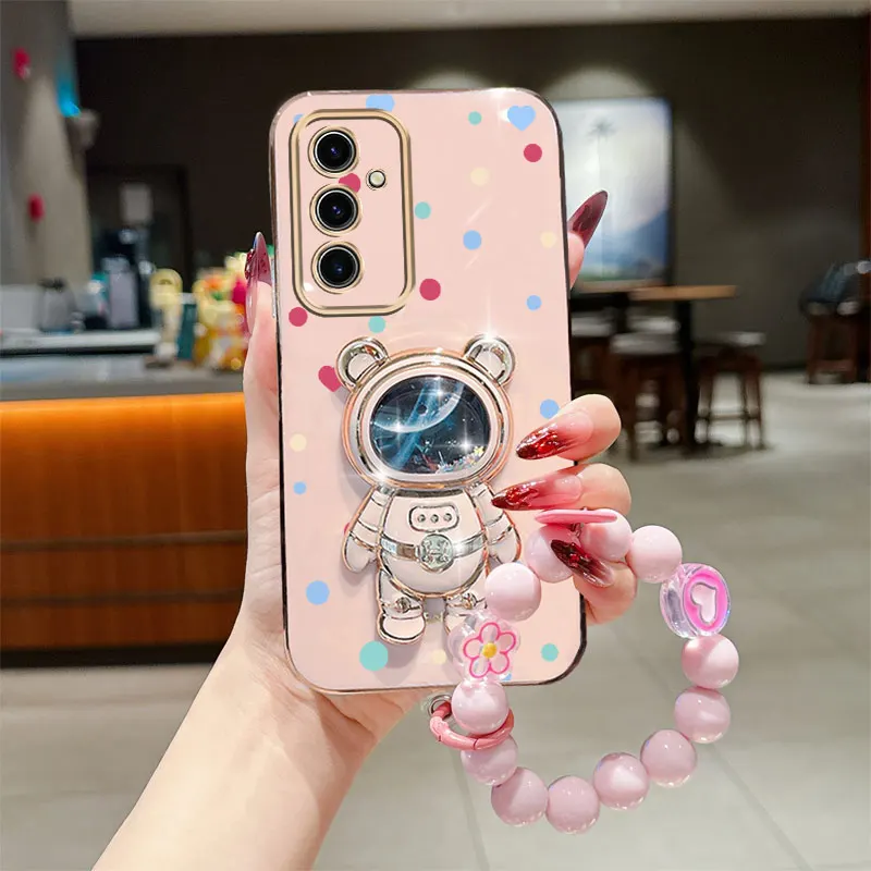 

Ювелирный ремешок с пятнистым медведем, чехол-держатель для телефона для Samsung Galaxy S24 S20 S21 S22 S23 S25 FE Note 10 20 Plus + ультра-подставка