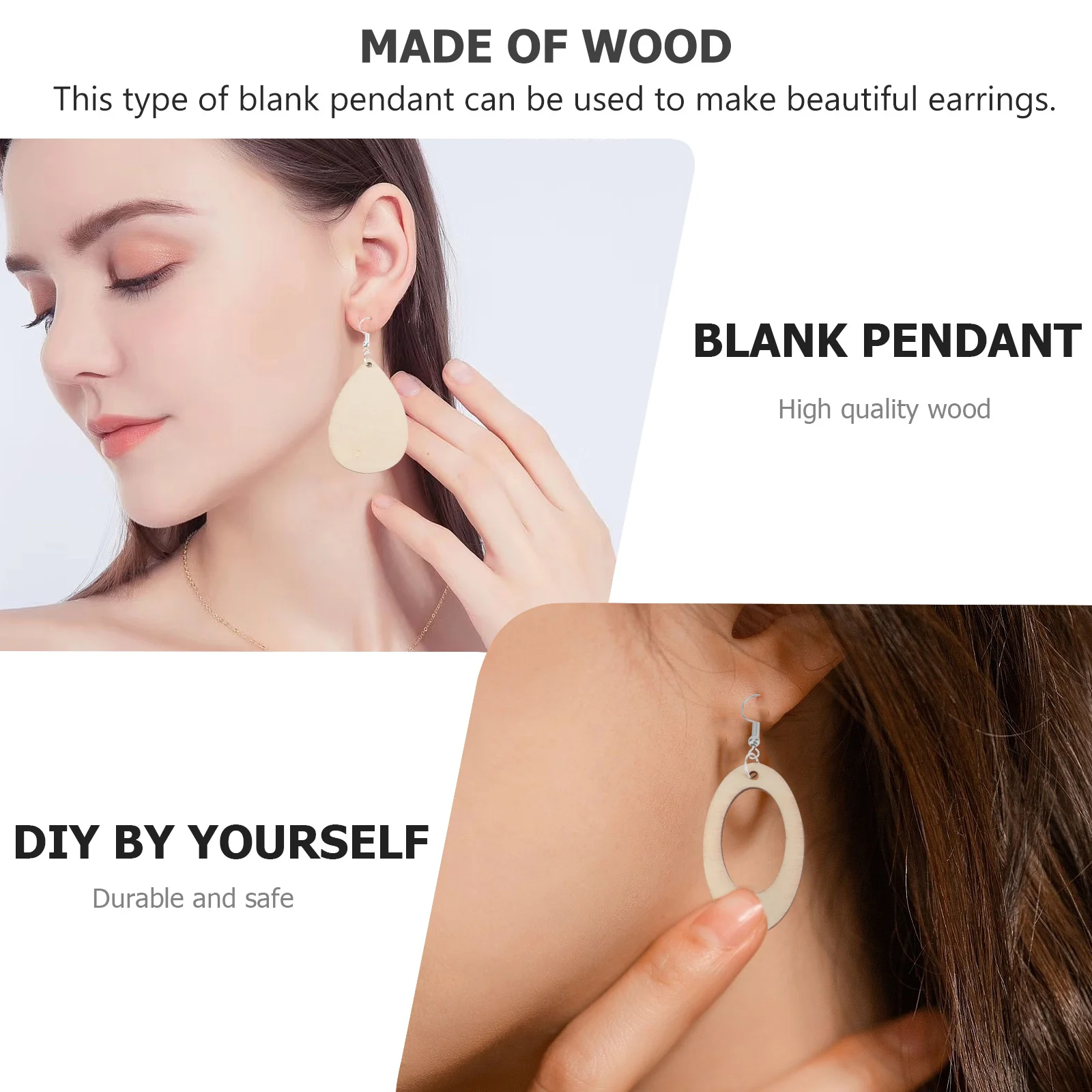 

70Pcs Unfinished Wood Earrings Blanks Set with Silver Hooks for DIY Earring Making Kits Handicraft Jewelry Design