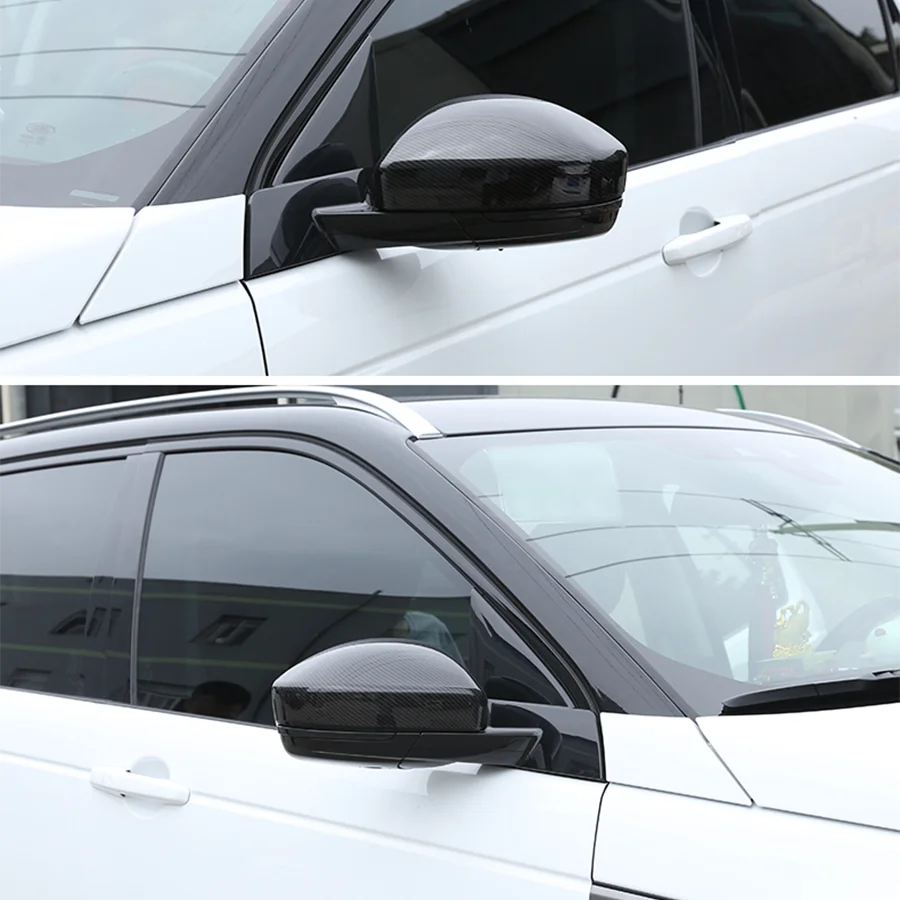 2Pcs Carbon Fiber Rearview Rear View Mirror Cover Caps Trim Fit For Land Rover Discovery Sport Range Rover Velar Evoque Jaguar