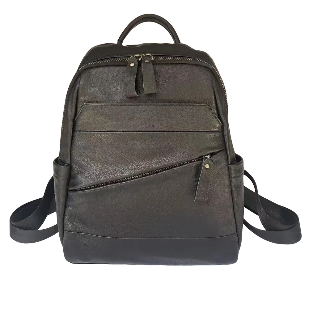 Casual Daily Genuine Leather Travel Backpack Woman Black Cow Leather Tote Bags For Ladies Multi-functional Cowhide Shoulder Bag