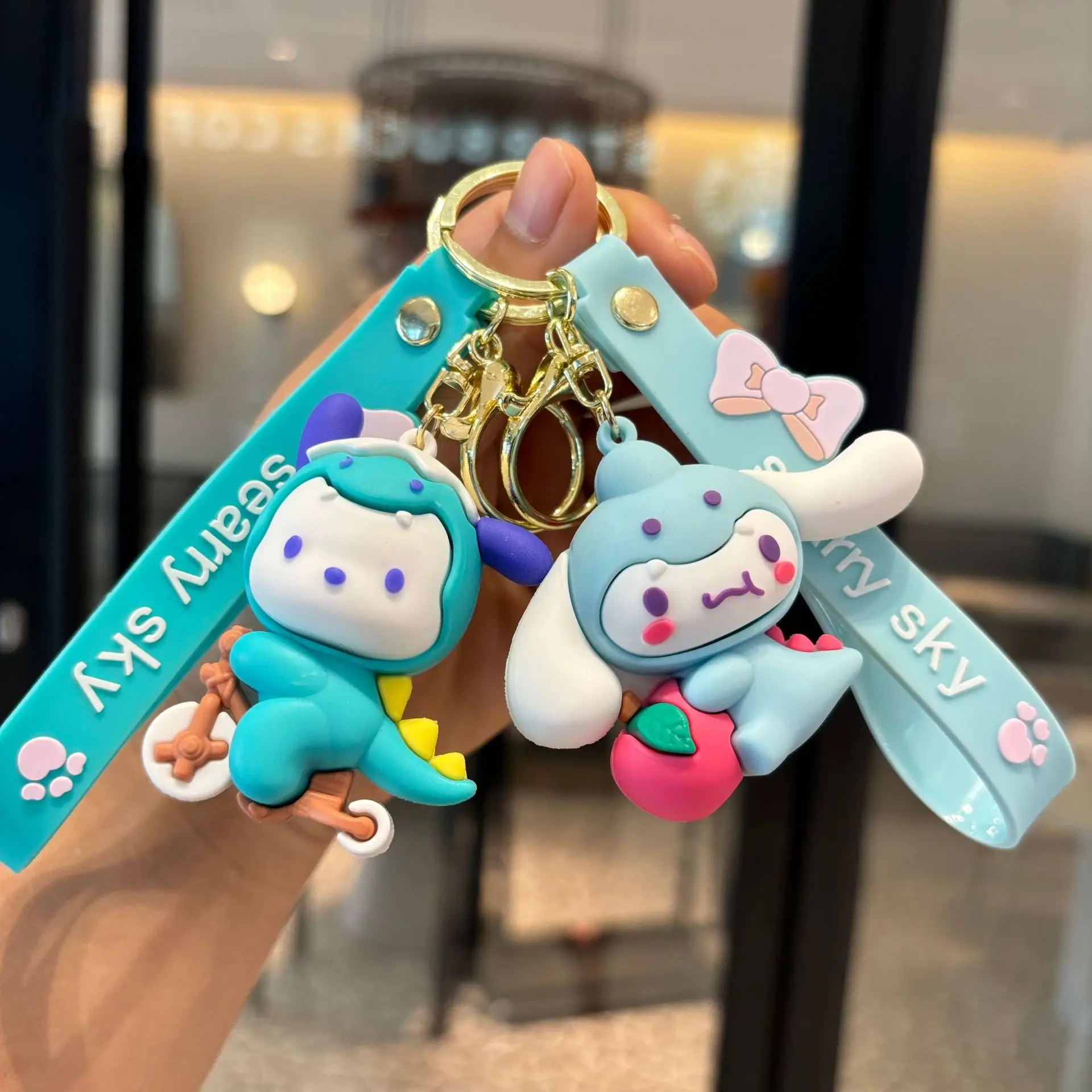 

Sanrio Cute Cartoon Kuromi Cinnamoroll Hello Kitty Pochacco Pendant Keyrings for Children Backpack Bags Accessories Keychain