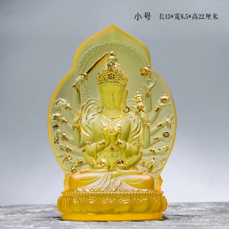 

Colored glaze Cundi Bodhisattva Bskul-bye-ma affixed to golden Buddha statues Tibetan Tantric worship Buddha decorative ornament