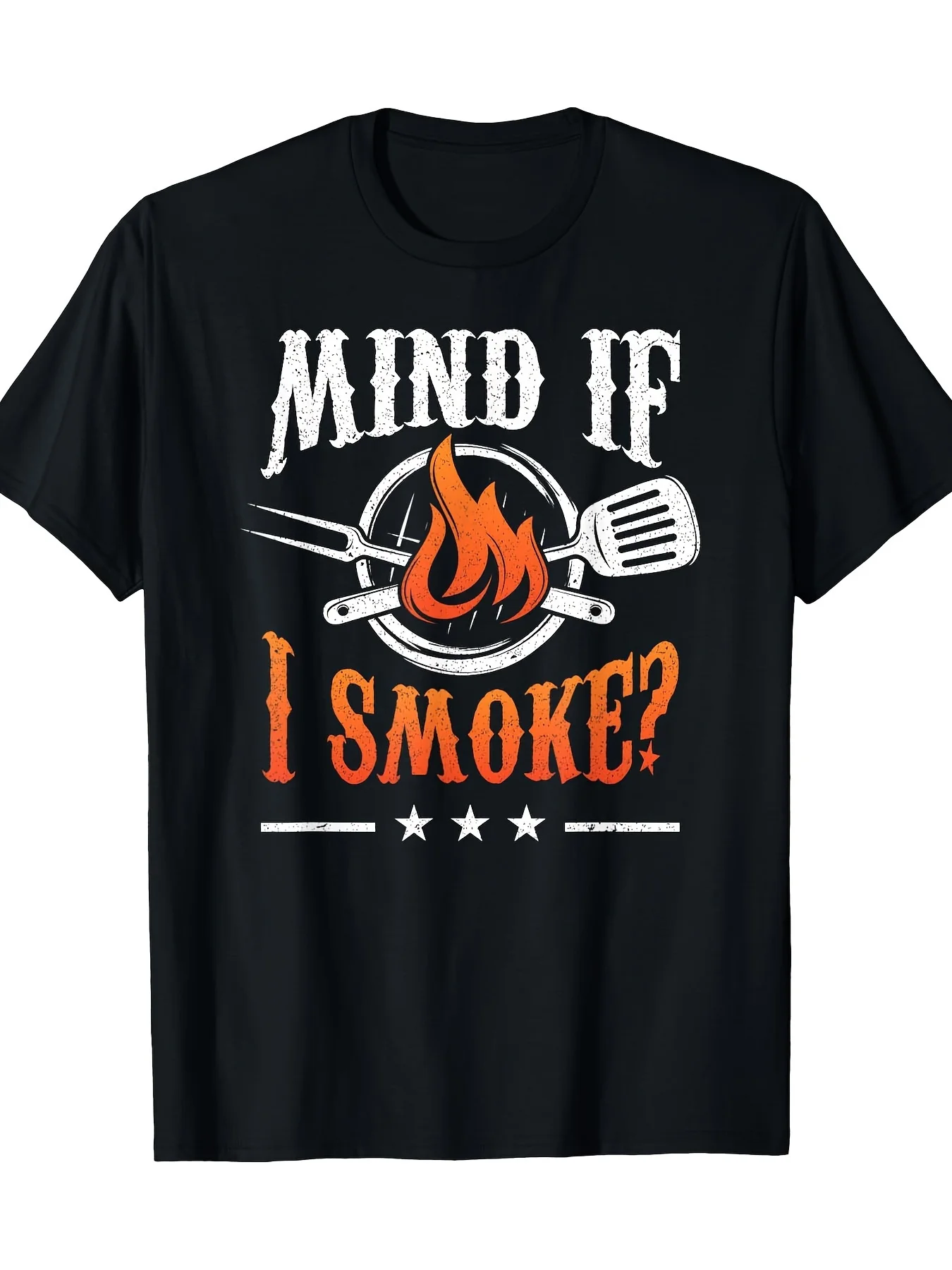 1pc, BBQ Master Print Men's T-Shirt - Designed for Male Outdoor Cooking Enthusiasts, Short-sleeved Casual Style with Grilling To