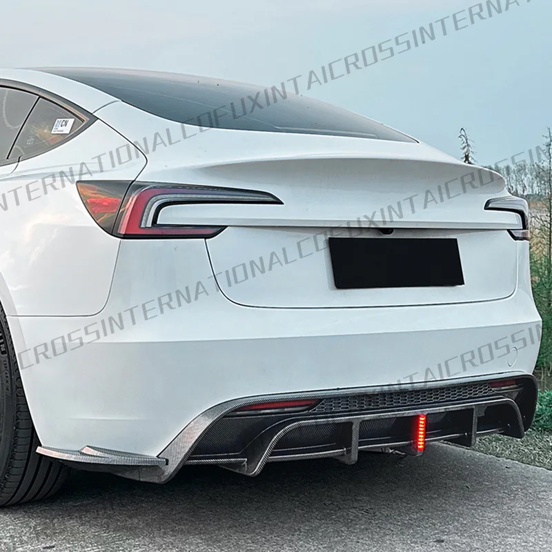 For Tesla 2024+ Model 3 Highland Body Kit Gloss Black Spoiler Rear Diffuser Front Bumper Lip Side Skirt Wing Parts Sport Tunning