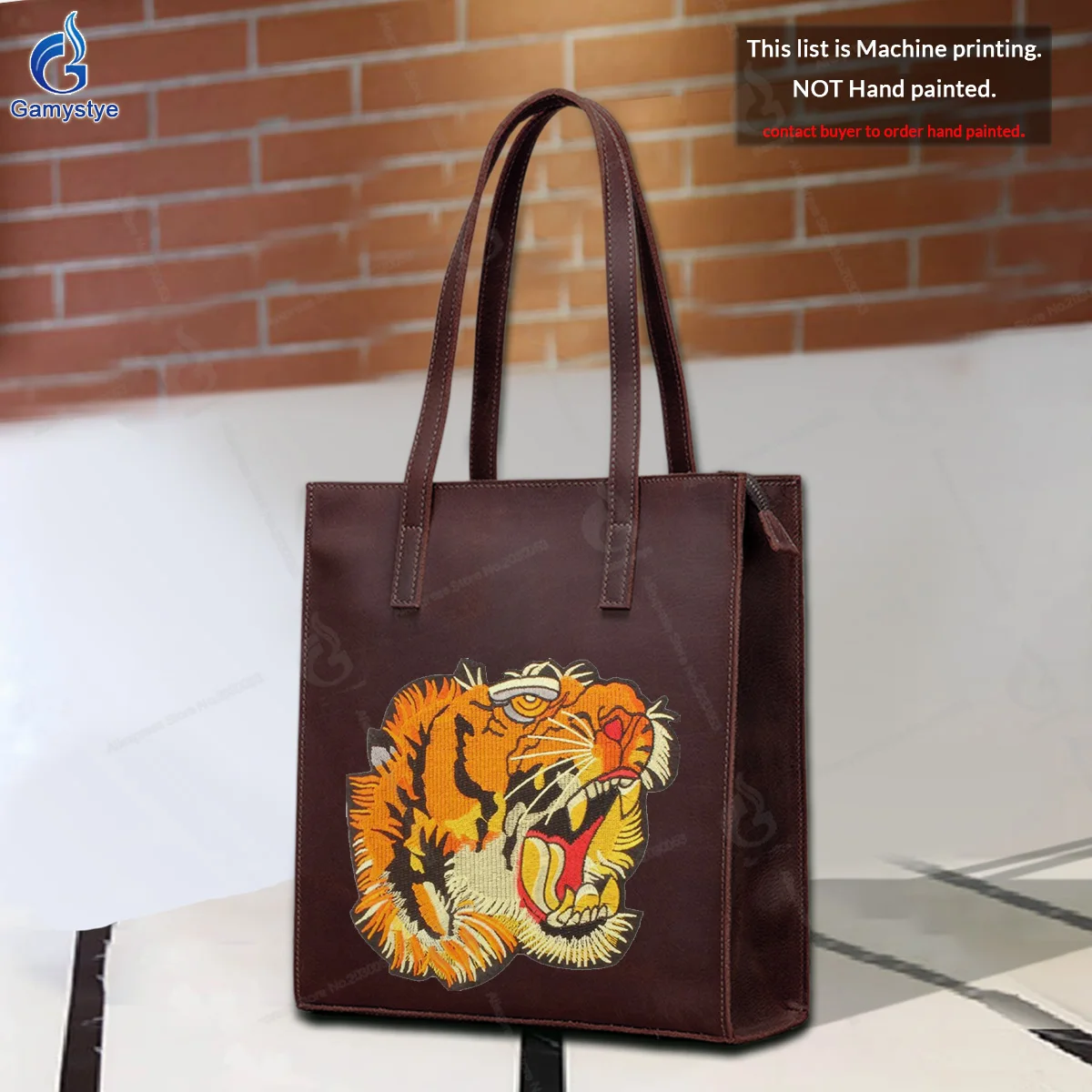 

Art Print Customize Totes Roaring tiger Women Bags Designer Crossbody Handbag Female Messenger Totes 100% Cowhide Leather Travel