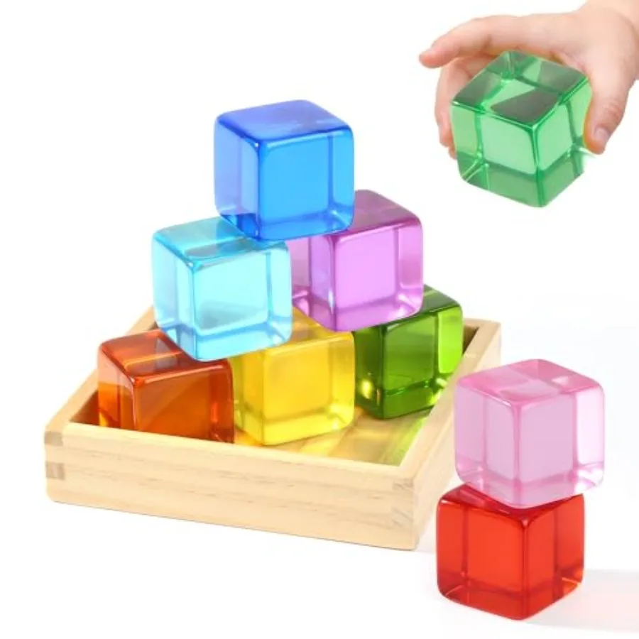 

Large Building Blocks for Toddlers, Montessori Toys for 1 2 3 Year Old Boy Girl, No Choking Hazard Toys for Age 2-4 Baby, Rainb