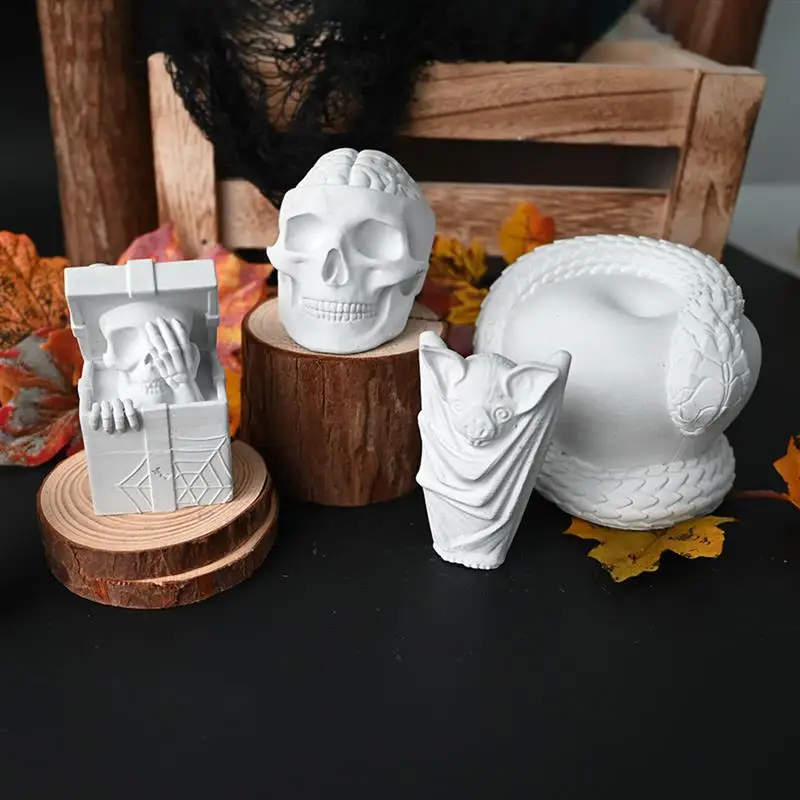 3D Halloween Series Silicone Candle Molds Halloween Skull Decoration Crafts Plaster Resin Cement Mold DIY Hand Soap Making Tool