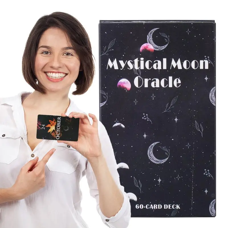 Jeu de cartes oracle Mystical Moon, 60 cartes, 1 boîte, tarot destinée, divertissement de fête