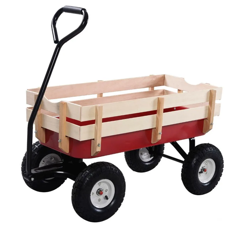 

Wooden Inflatable Wheel for Children, Garden Trolley, Tool Cart, Baby Stroller, Beach Cart, 10 Inch