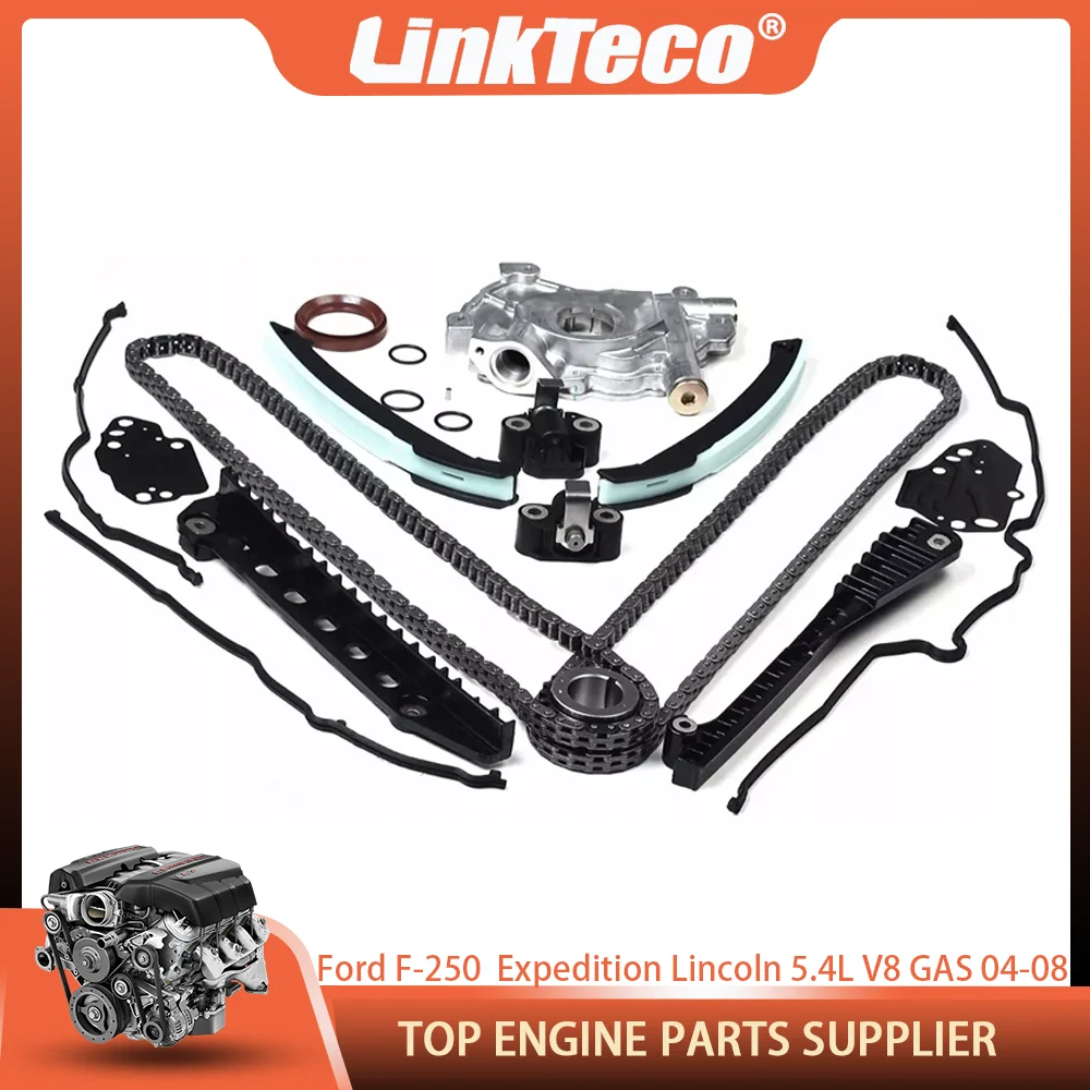 Kit de Cadena de Distribución y Juntas de Cubierta de Bomba de Aceite para Ford F-150 F-250 Expedition Lincoln Navigator Mark LT 5.4L V8 GAS 04-08 Triton 3V