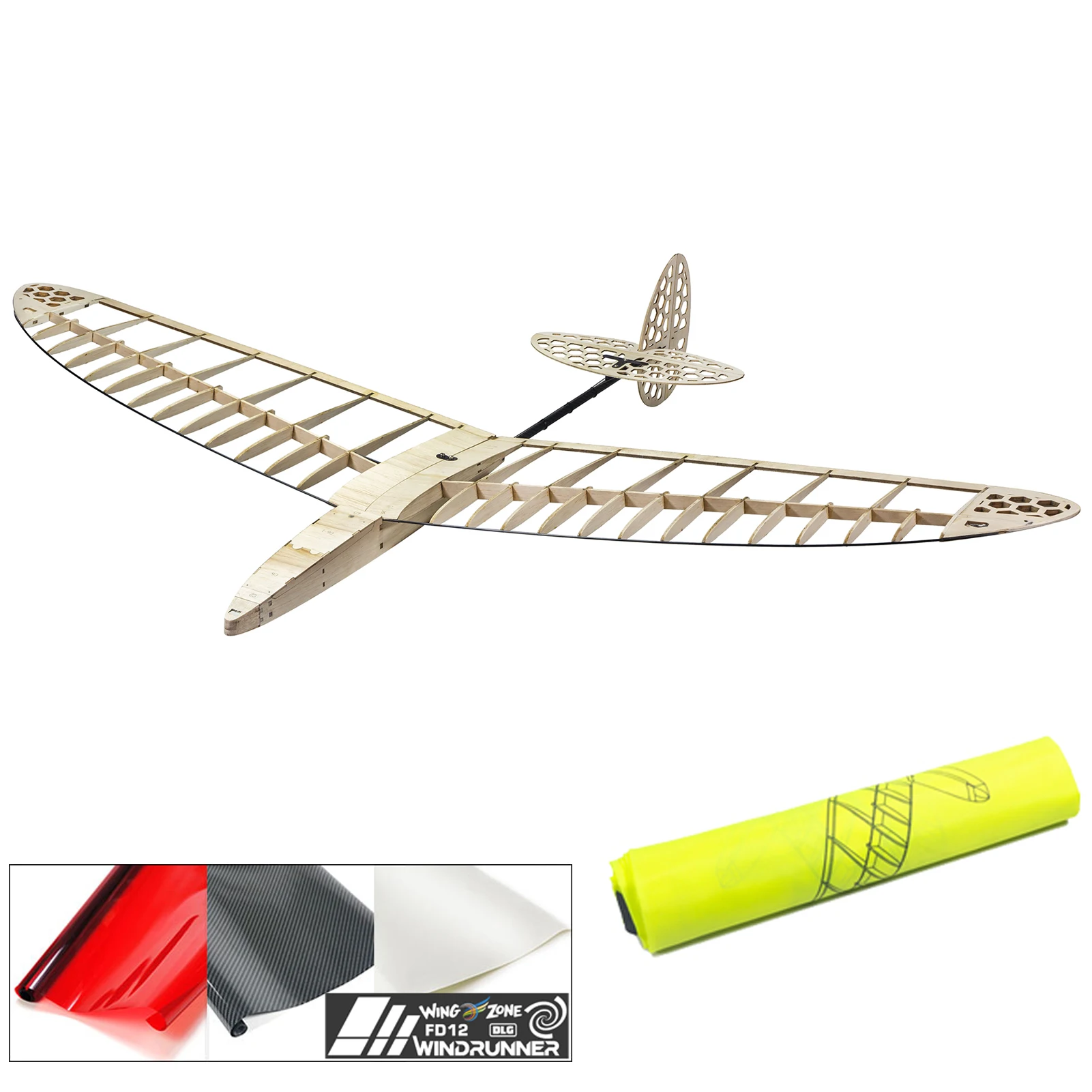 Zestaw do samodzielnego montażu samolotu drewnianego zdalnie sterowanego, rozpiętość skrzydeł 120 cm, długość 91 cm, dla dzieci, z zestawem folii.