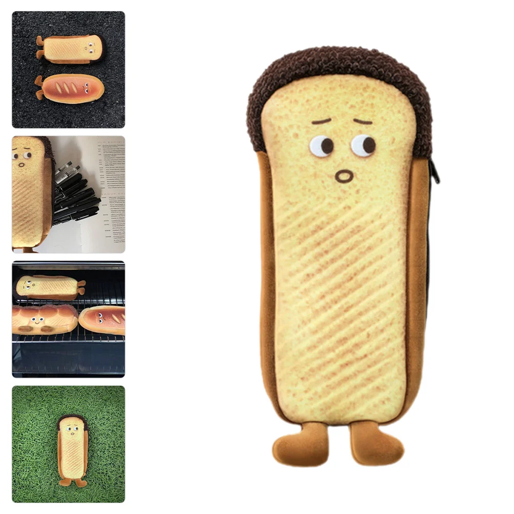 

Cartoon Bread Pencil Case Premium Material Large Capacity Zipper Pencil Bag School Stationery Holder Pen Organizer Gift
