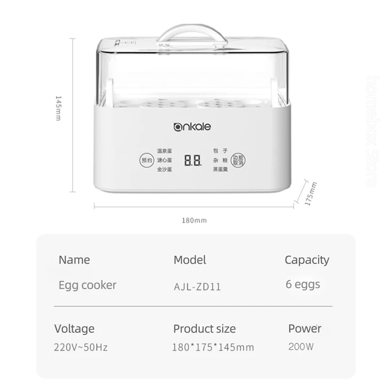 6 Eggs Boiler Steamer Multi Function Rapid Electric Egg Cooker Auto-Off Generic Omelette Cooking Tools Kitchen Utensil Breakfast