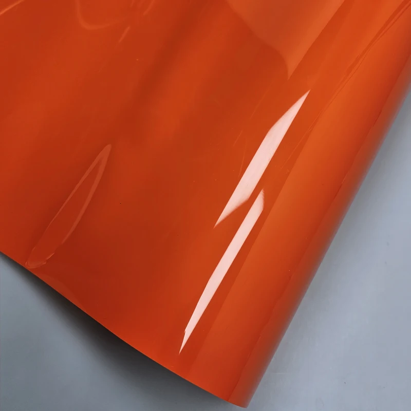 50cm*300cm High Glossy crystal racing Orange Gloss vinyl Wrap Red Glossy  Car wrapping paper car wrap roll Motorcycle Sticker