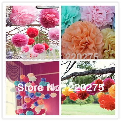 10pcs 10" / 25cm Tissue Paper Pom Poms Flower Balls Wedding Party Tissue Paper pompoms Wedding Party Decoration Craft  Flower image 2