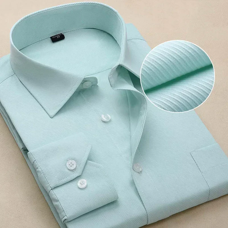 Plus Größe Männer Kleid Shirts Langarm Slim Fit Solide Gestreiften Business Formale Weiß Mann Hemd Männlich Sozialen Große Größe Kleidung