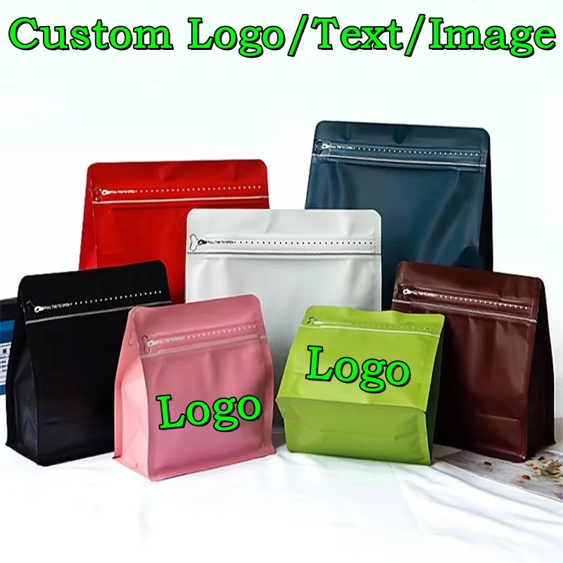 50 sztuk 1/4 ~ 2 funty 3D zamykana folia aluminiowa Ziplock zawór torba DIY Matcha mielona kawa przekąska cukierki herbaty opakowania woreczki