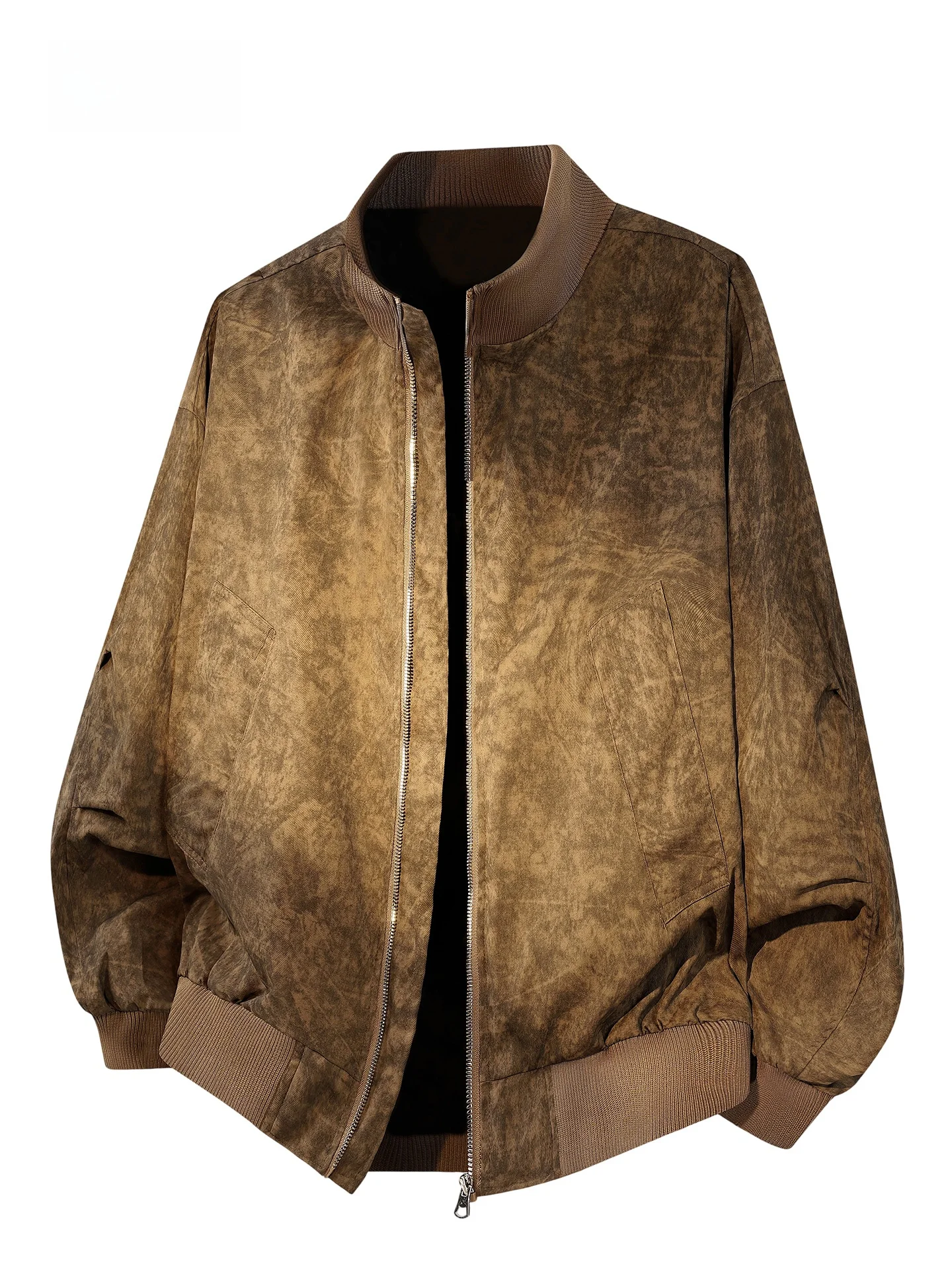 

GLM American Sle Retro Patchwork Stand Collar Jaet Men's Loose Casual Outerwear Autumn Season Versatile Youth Faion