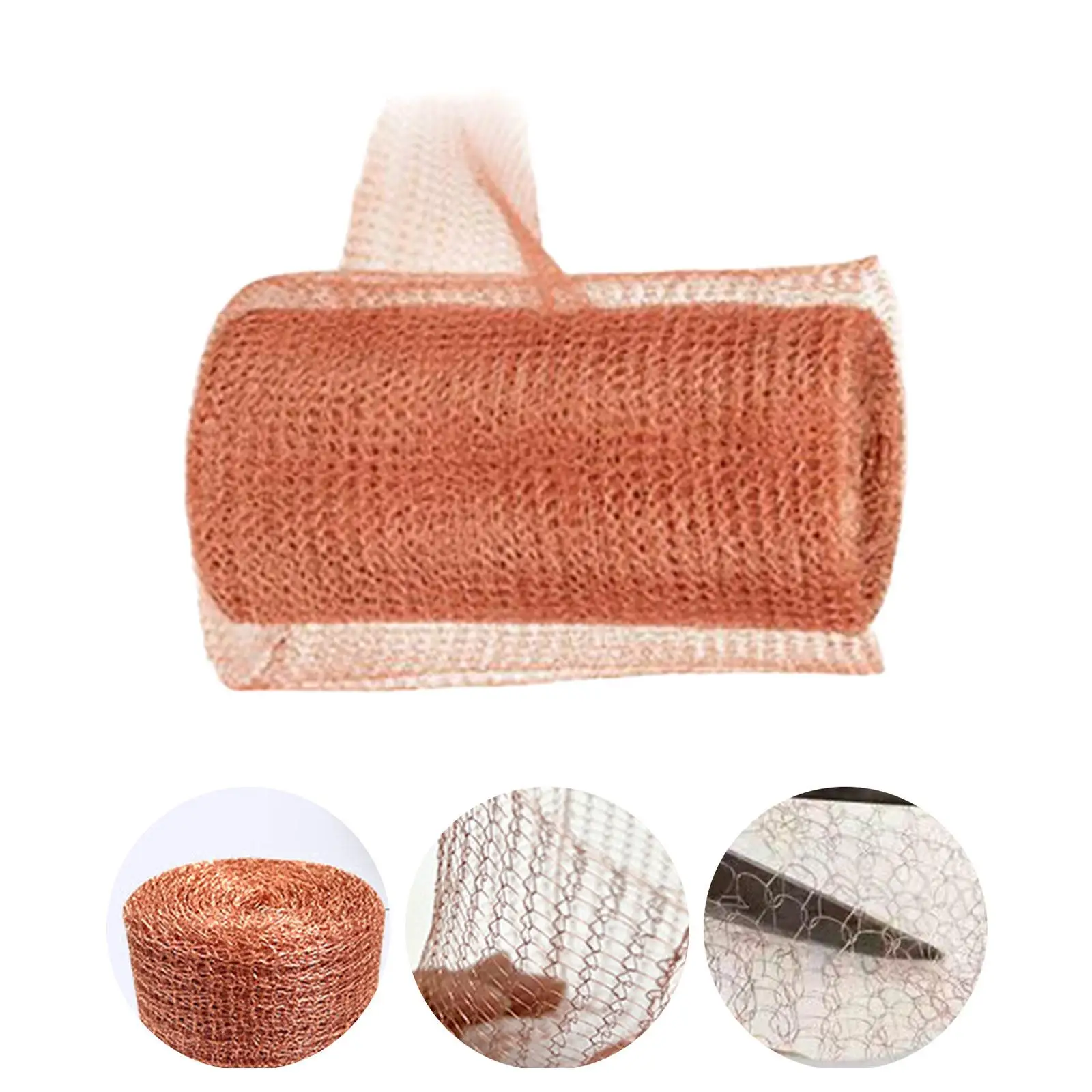 Copper Wire Mesh Sturdy Flexible Easily Cut Knitted Mesh Roll Copper Mesh Screen for Gardening Distillation Home Agriculture