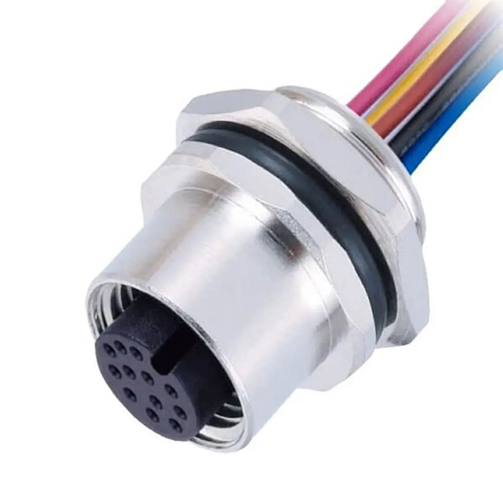 

M12 to M16 Cable Screw Connector, AWG22 Shielded Sensor Cable 50CM, IP67 Male Female Wire for Industrial Sensor