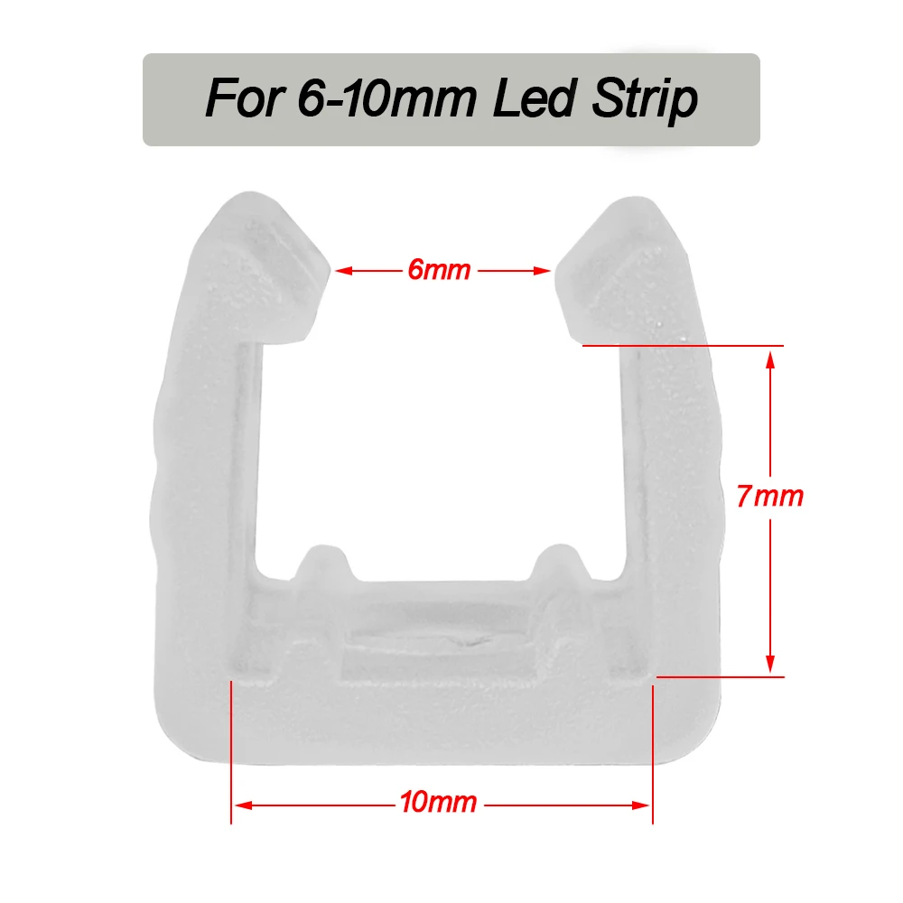 LED-Streifen-Lichtverschluss-Clips, LED-Streifen-Clip, Kunststoff-Zubehör, 6 mm, 8 mm, 10 mm, 12 mm, flexibler Montagefixierer zur Befestigung von LEDs