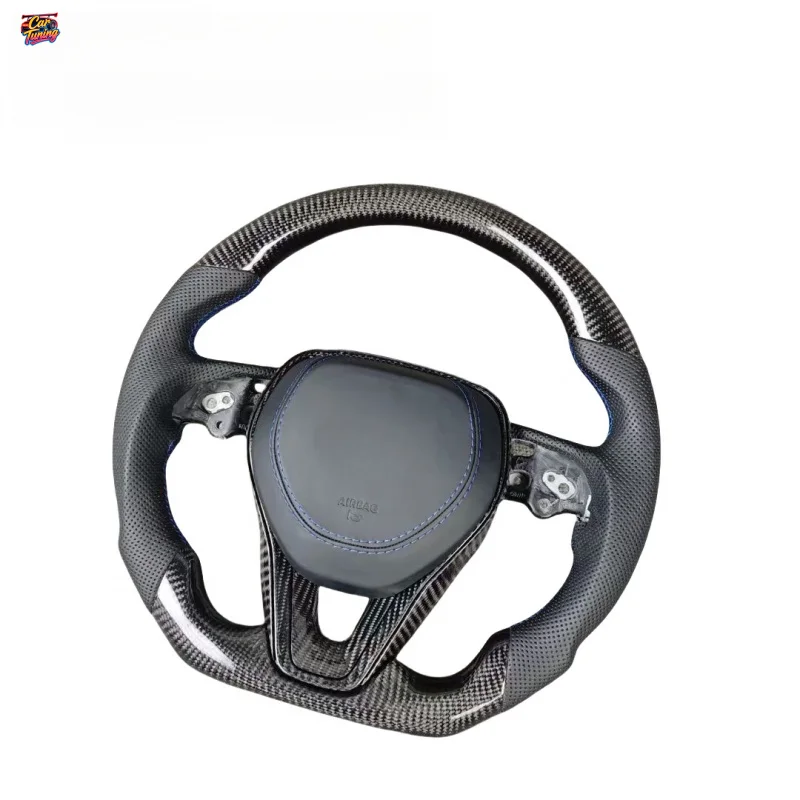 for Camry Corolla RAV4 Highlander Avalon Racing Leather Carbon Fiber F1 Shape Steering Wheel Customization