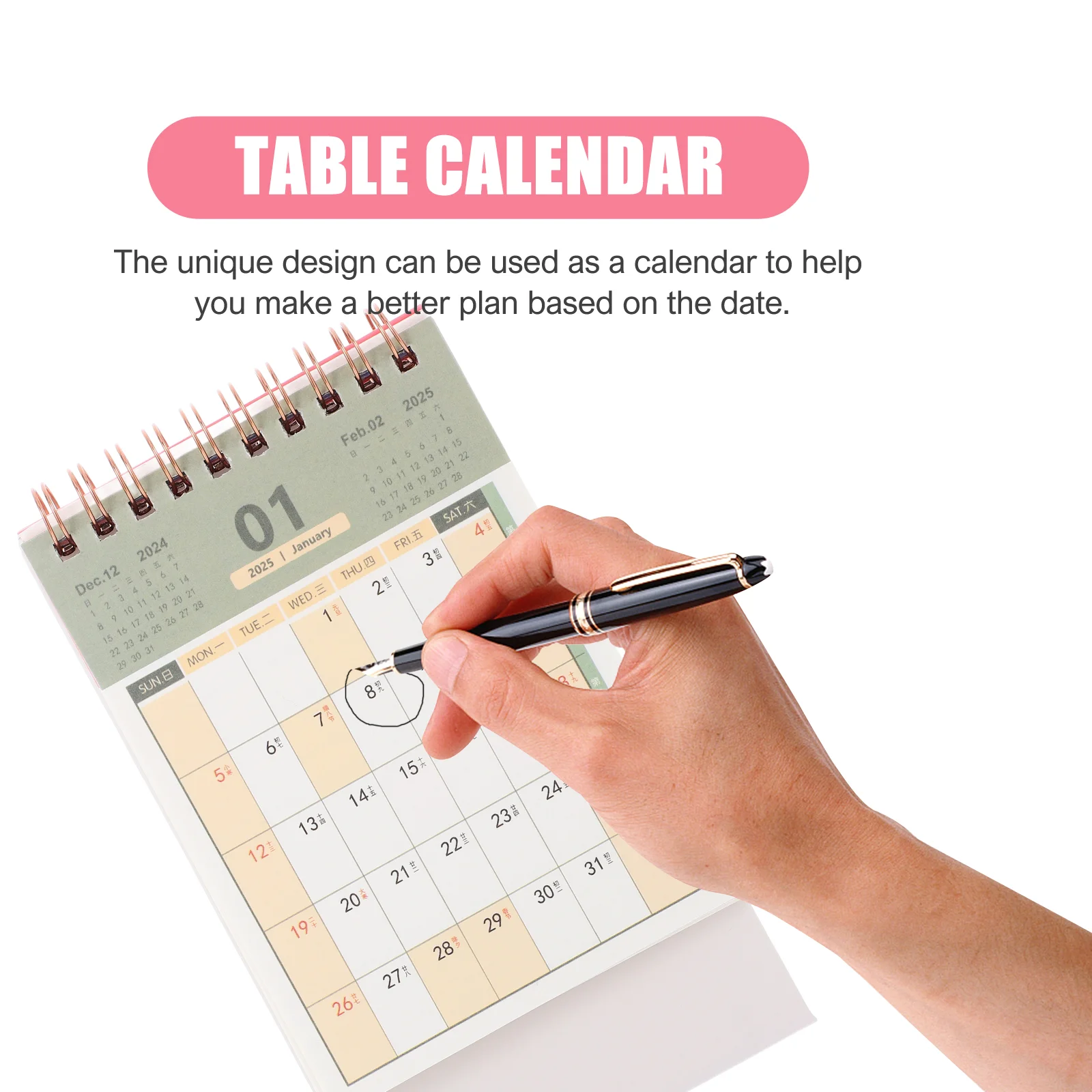 2025 ปฏิทินตั้งโต๊ะปฏิทินขนาดเล็ก MINI Standing Flip สําหรับตารางรายเดือน Memo Planner Desktop