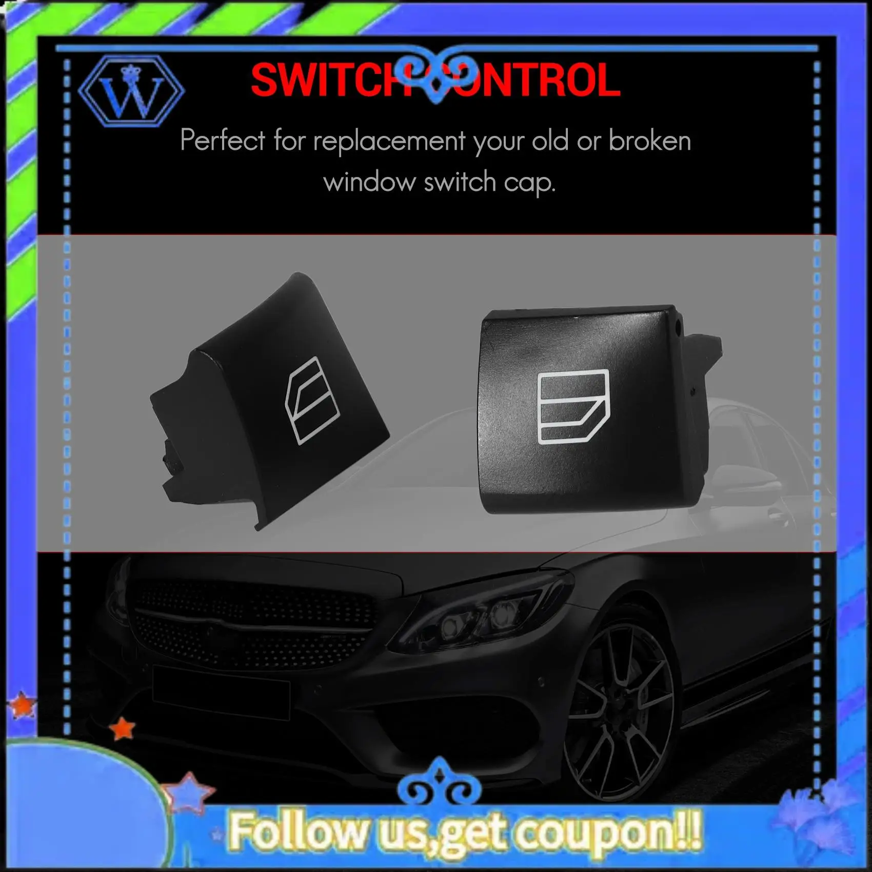 

M46K-For Mercedes Benz A Ml Gl R Class W164 X164 W251 W245 W169 Window Switch Repair Button Cap Driver Window Control Switch But