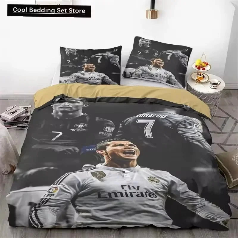 Cristiano Ronaldo-o Zestaw pościeli Soccer Star Zestaw kołdry King Queen Twin Double Size Zestaw kołdry z poszewką na poduszkę